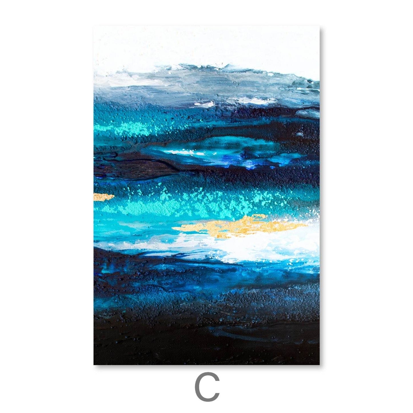 Tranquil Deep Ocean Abstract Oil Painting for Serene Home Decor