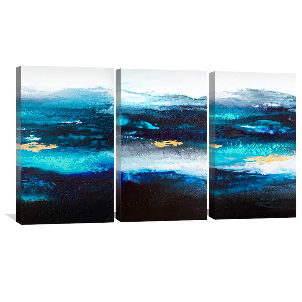 Tranquil Deep Ocean Abstract Oil Painting for Serene Home Decor