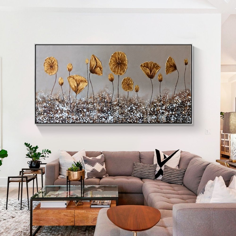 Elegant Desert Floral Landscape Oil Painting for Modern Home Decor