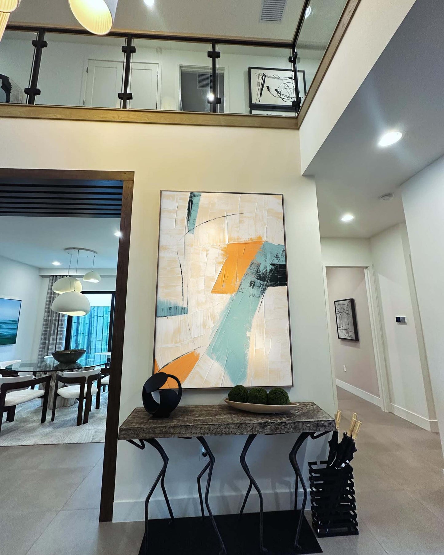 Abstract Oil Painting with Bold Colors and Textured Minimalist Design
