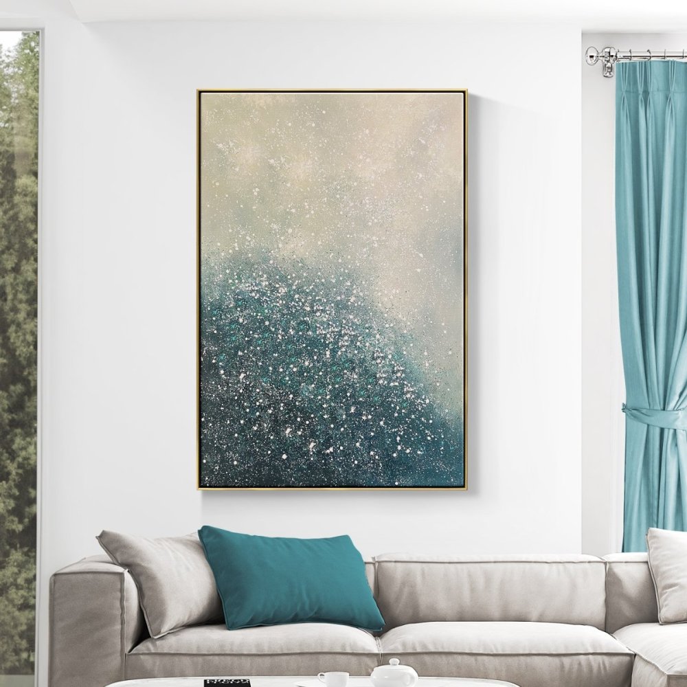 Celestial Dreams: Abstract Oil Painting of Serenity and Sparkle