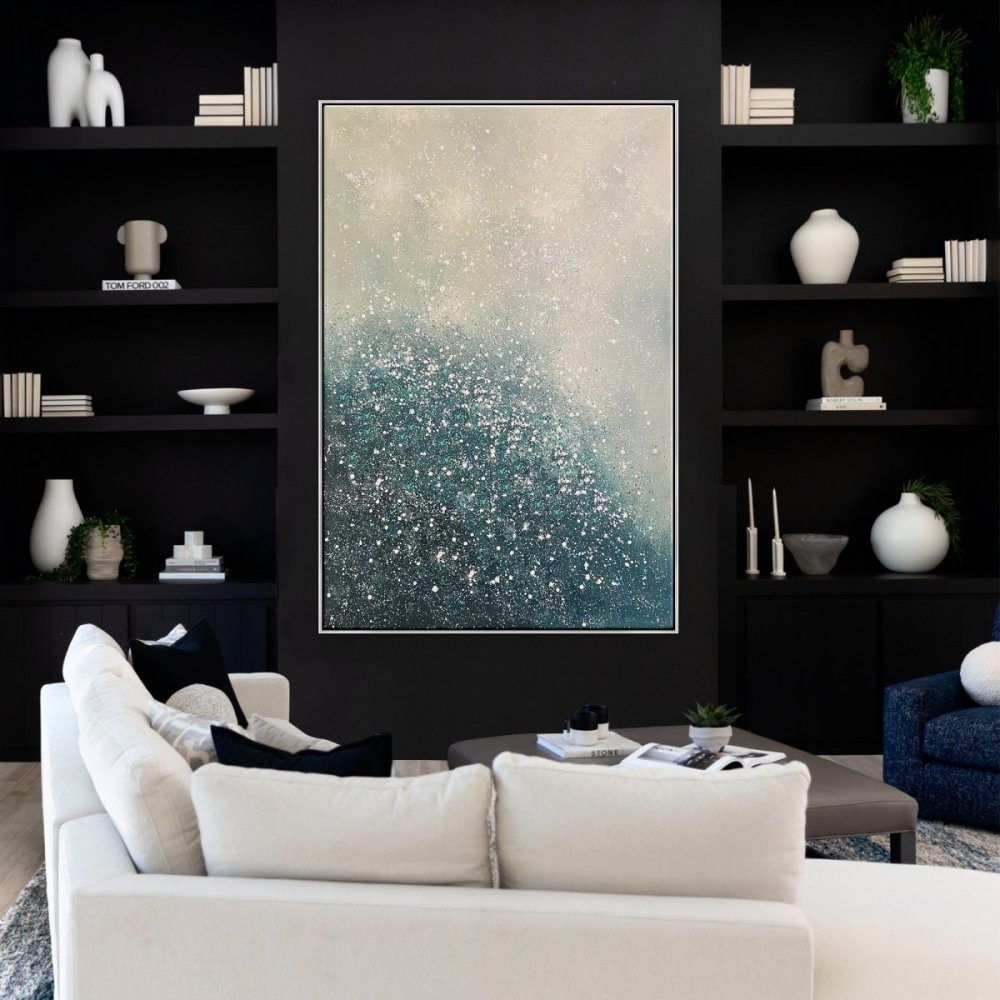 Celestial Dreams: Abstract Oil Painting of Serenity and Sparkle