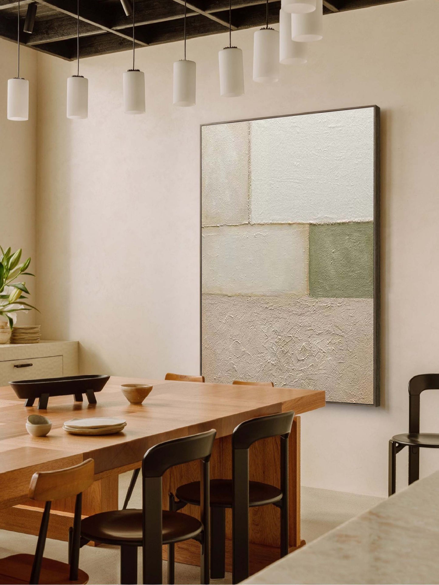 Elegant Minimalist Geometric Oil Painting for Modern Home Decor