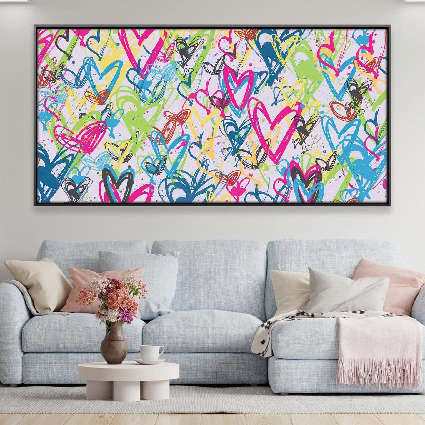 Colorful Heart Abstract Oil Painting for Modern Home Decor