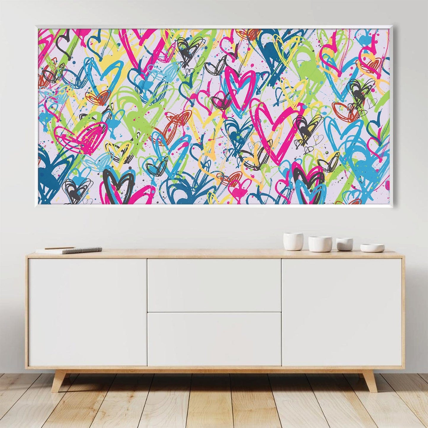 Colorful Heart Abstract Oil Painting for Modern Home Decor