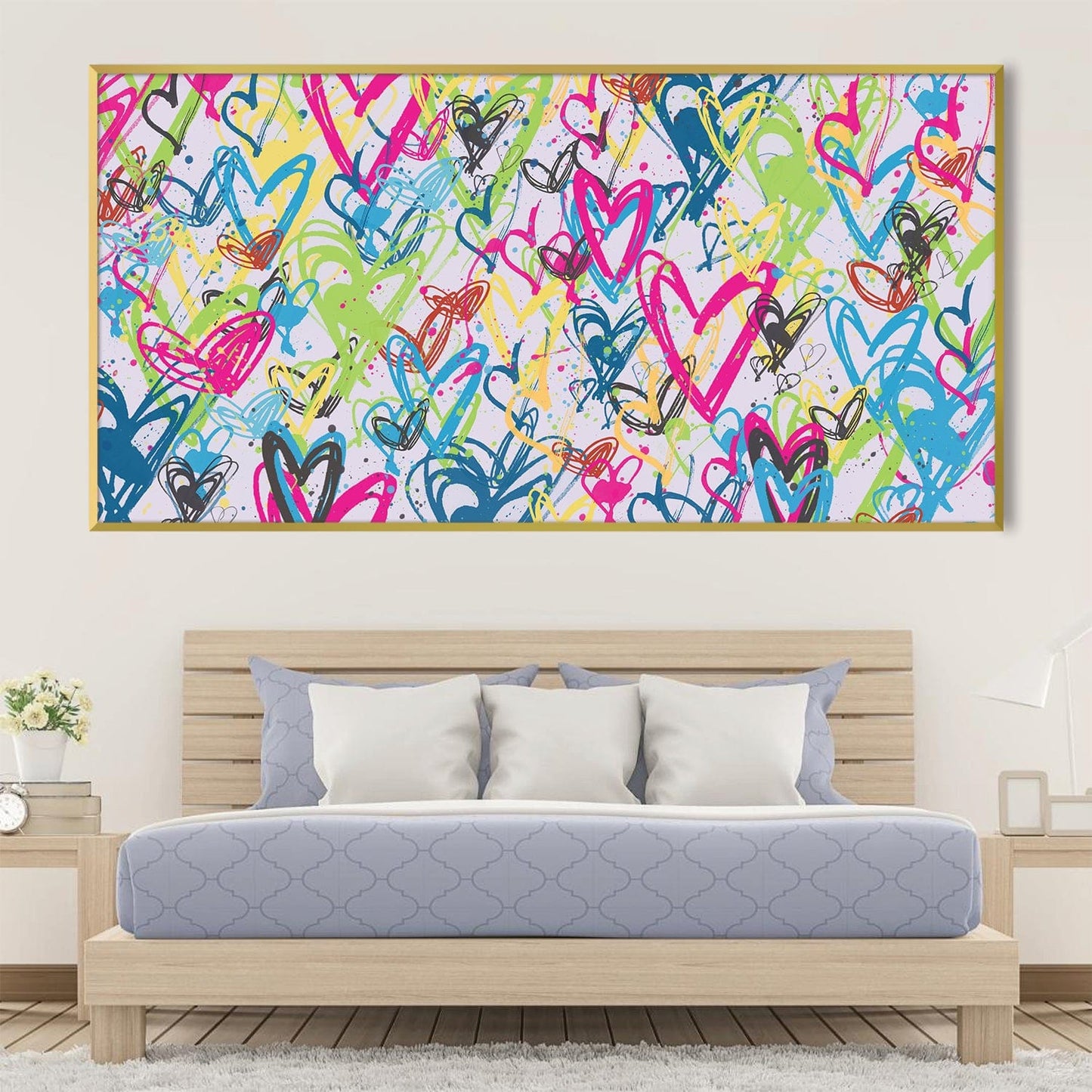 Colorful Heart Abstract Oil Painting for Modern Home Decor