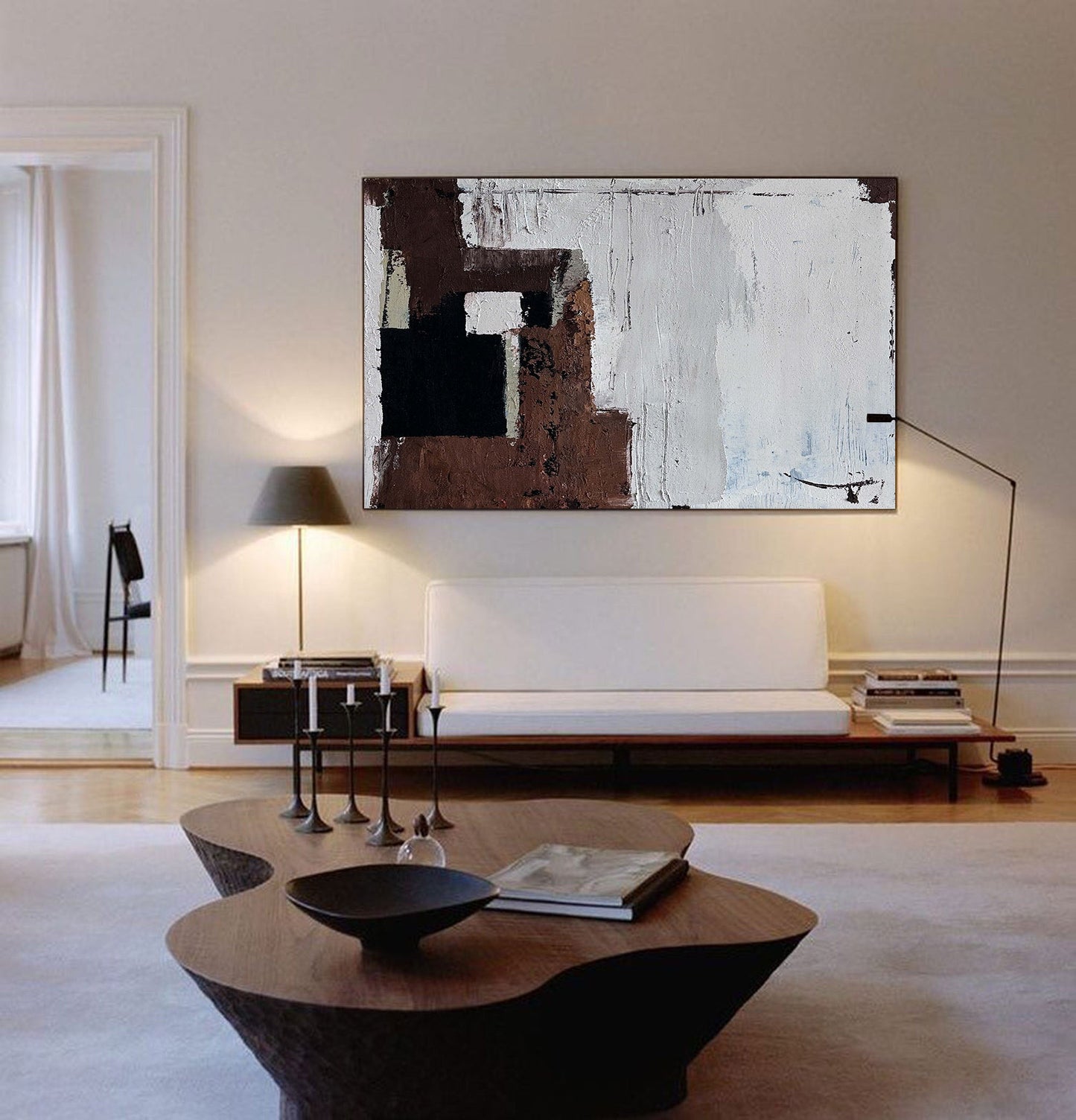 Contemporary Abstract Oil Painting with Rich Textures and Earthy Tones