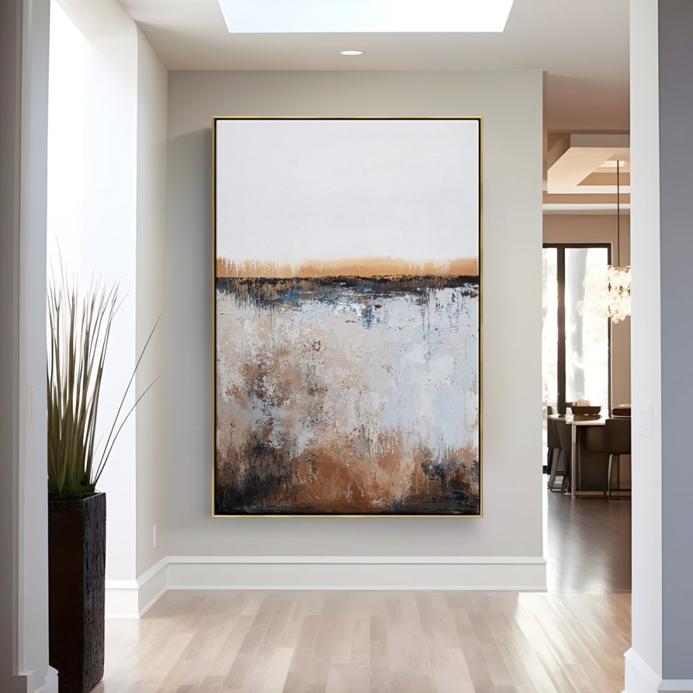 Abstract Landscape in Earth Tones - Modern Oil Painting for Home Decor