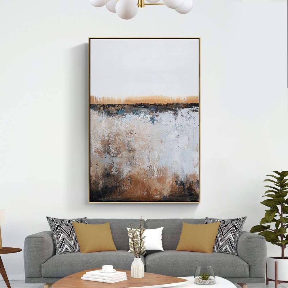 Abstract Landscape in Earth Tones - Modern Oil Painting for Home Decor