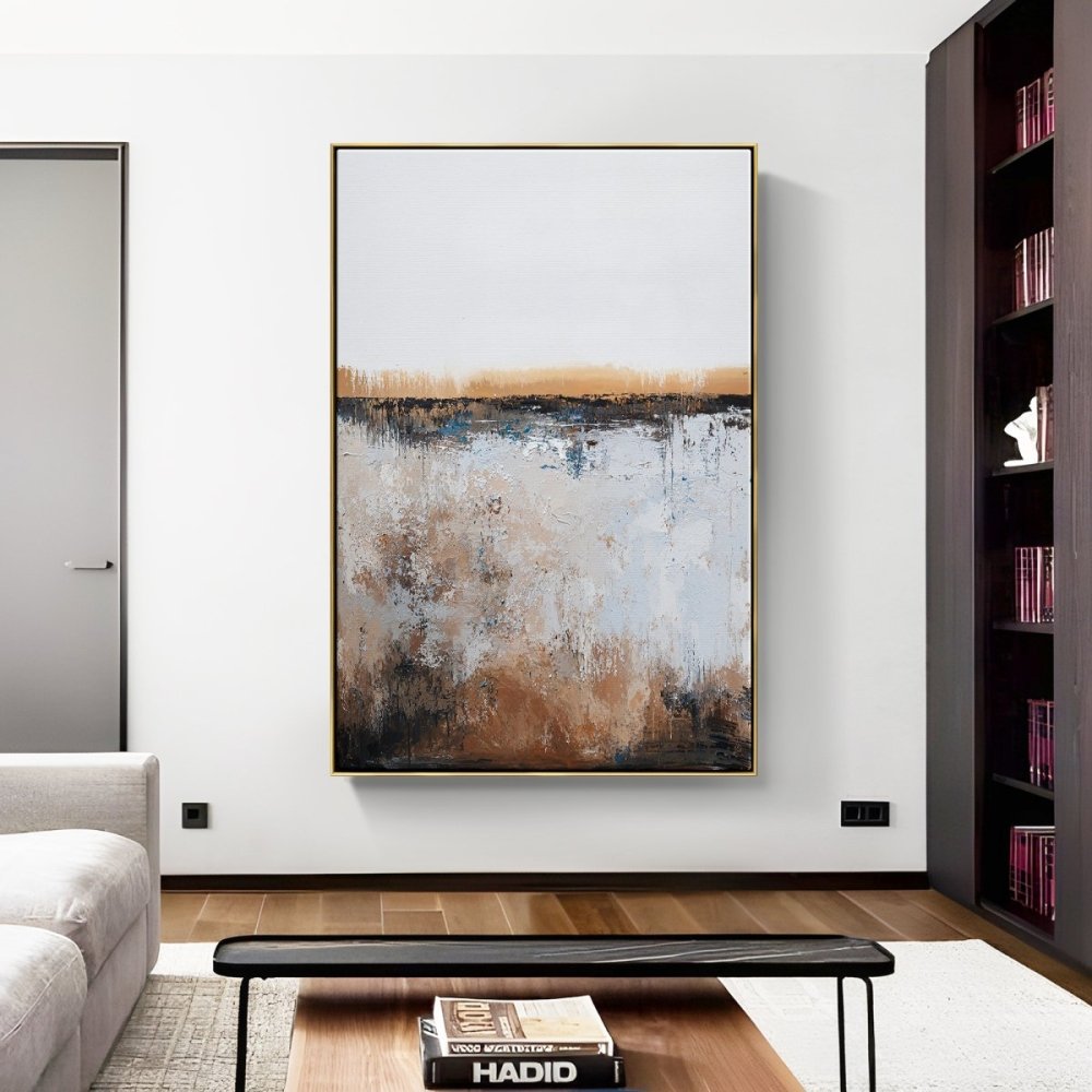 Abstract Landscape in Earth Tones - Modern Oil Painting for Home Decor