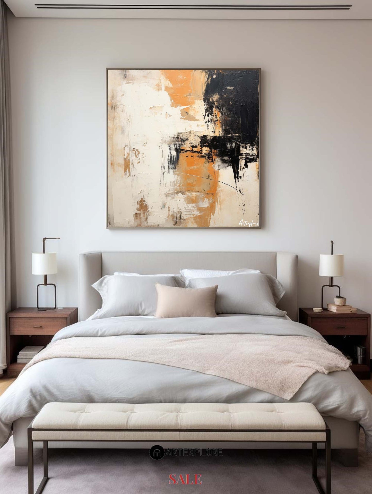 Contemporary Abstract Oil Painting with Bold Colors and Texture