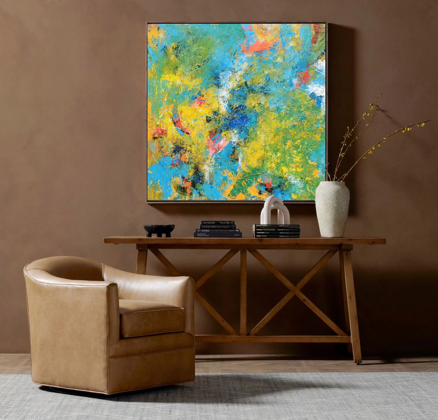 Colorful Abstract Oil Painting on Canvas - Modern Wall Art for Home Decor