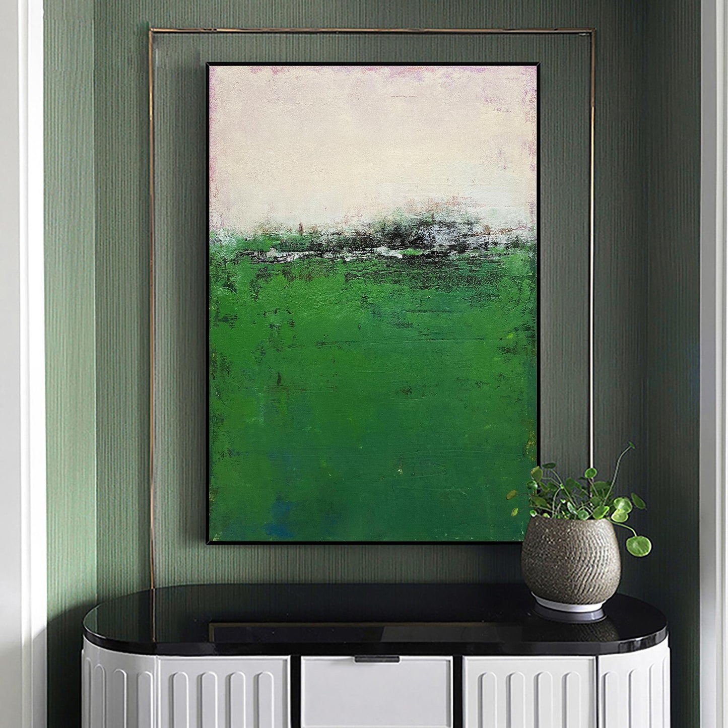 Contemporary Green Abstract Oil Painting for Modern Home Decor