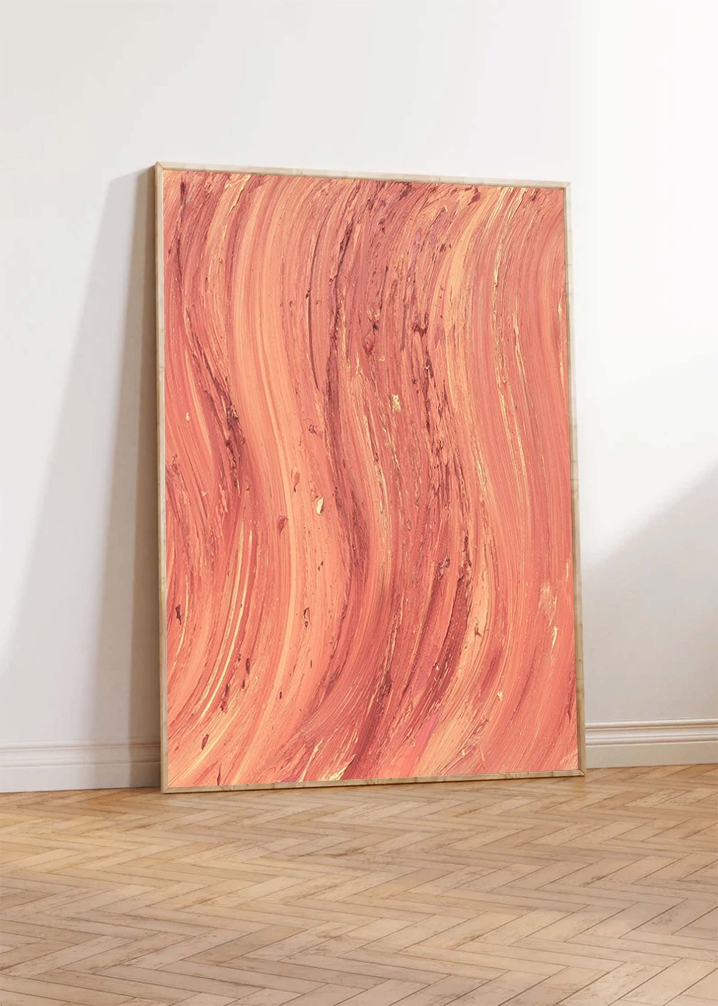 Abstract Warm Toned Oil Painting for Modern Home Decor