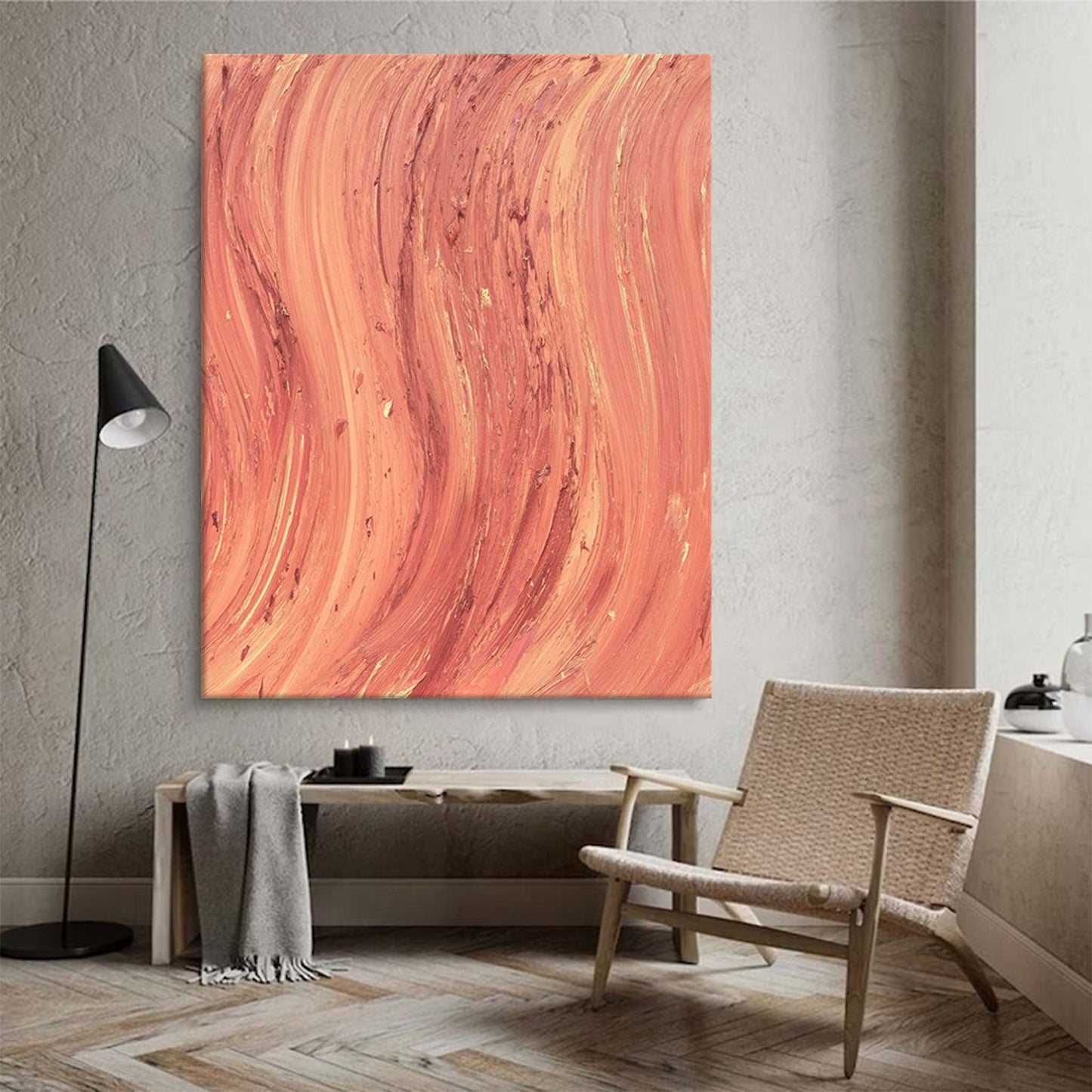 Abstract Warm Toned Oil Painting for Modern Home Decor