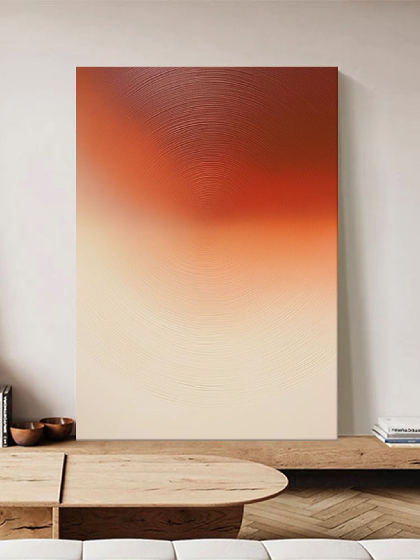 Elegant Minimalist Oil Painting in Warm Tones for Modern Home Decor