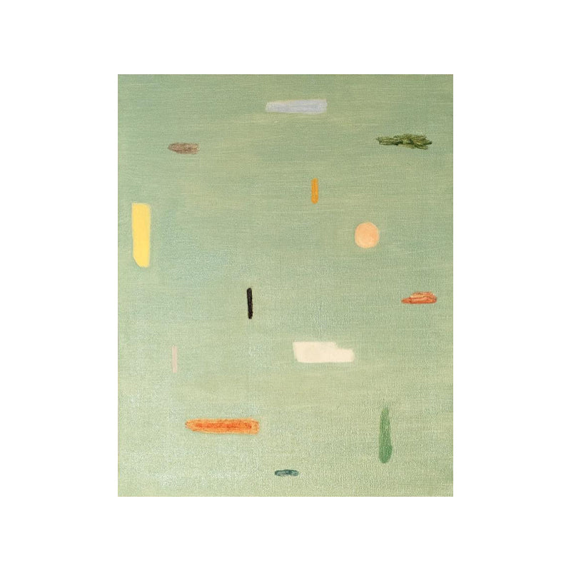 Minimalist Modern Green Abstract Peaceful Color Accent Oil Painting