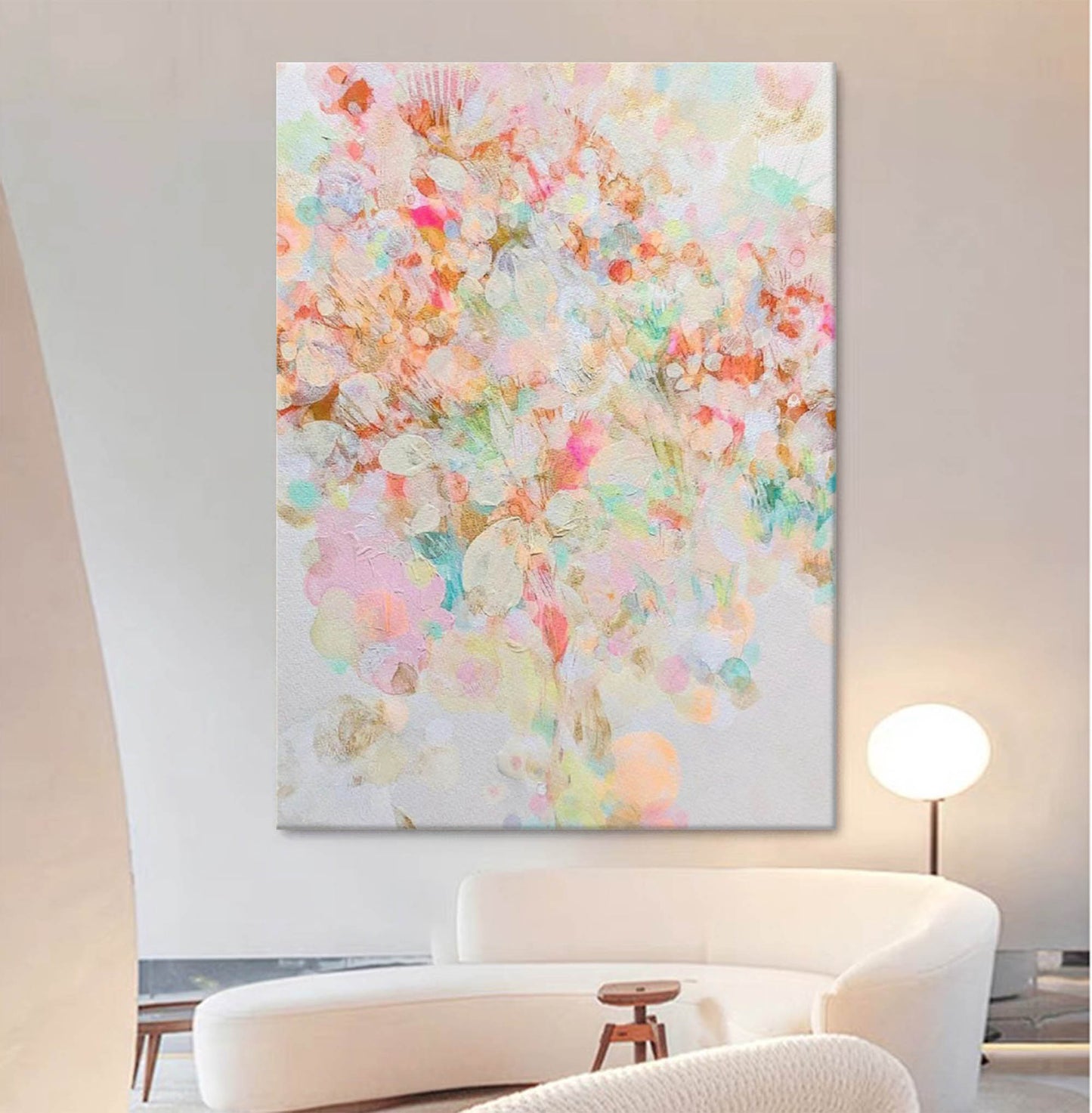 Colorful Abstract Floral Oil Painting for Modern Home Decor
