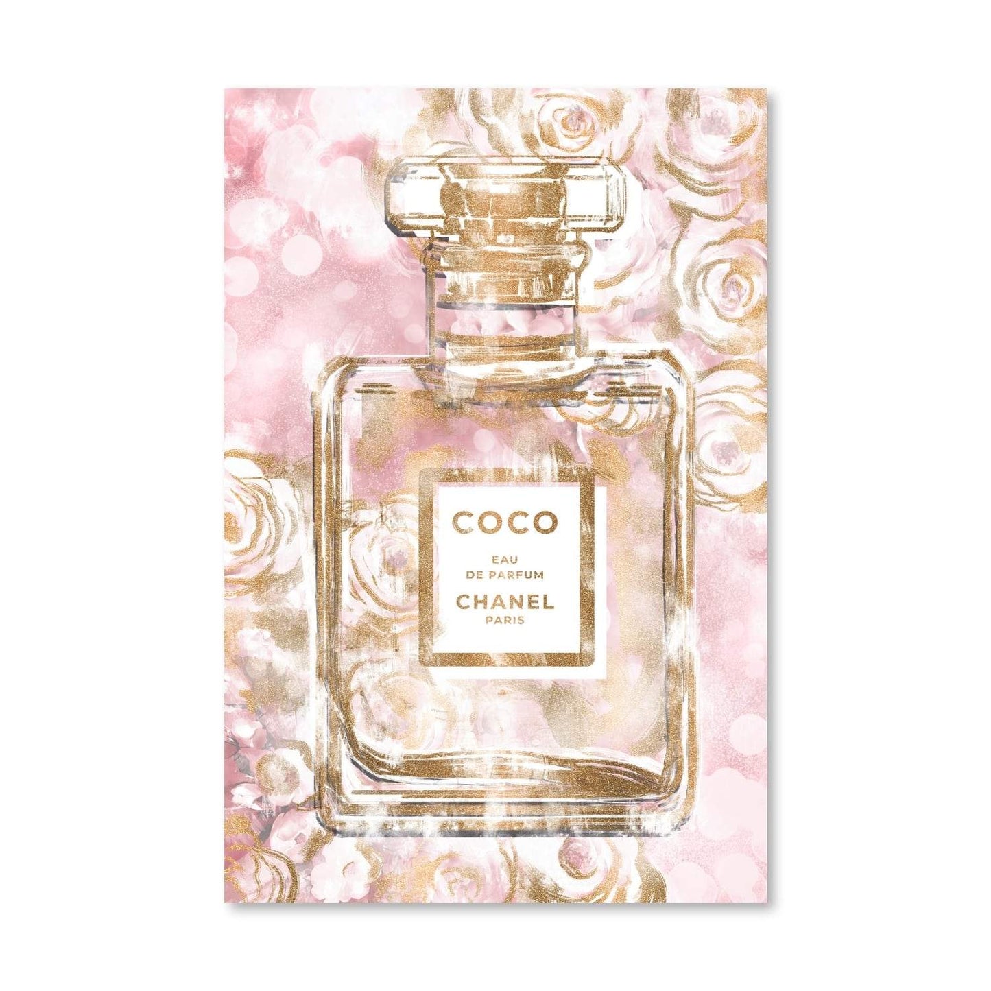 Chic Floral Perfume Bottle Oil Painting for Elegant Home Decor