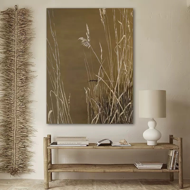 Dried Grass Autumn Wheat Quiet Oil Painting
