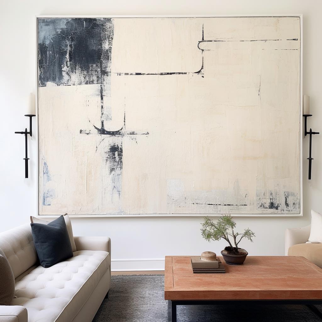 Contemporary Black and White Abstract Oil Painting for Modern Home Decor