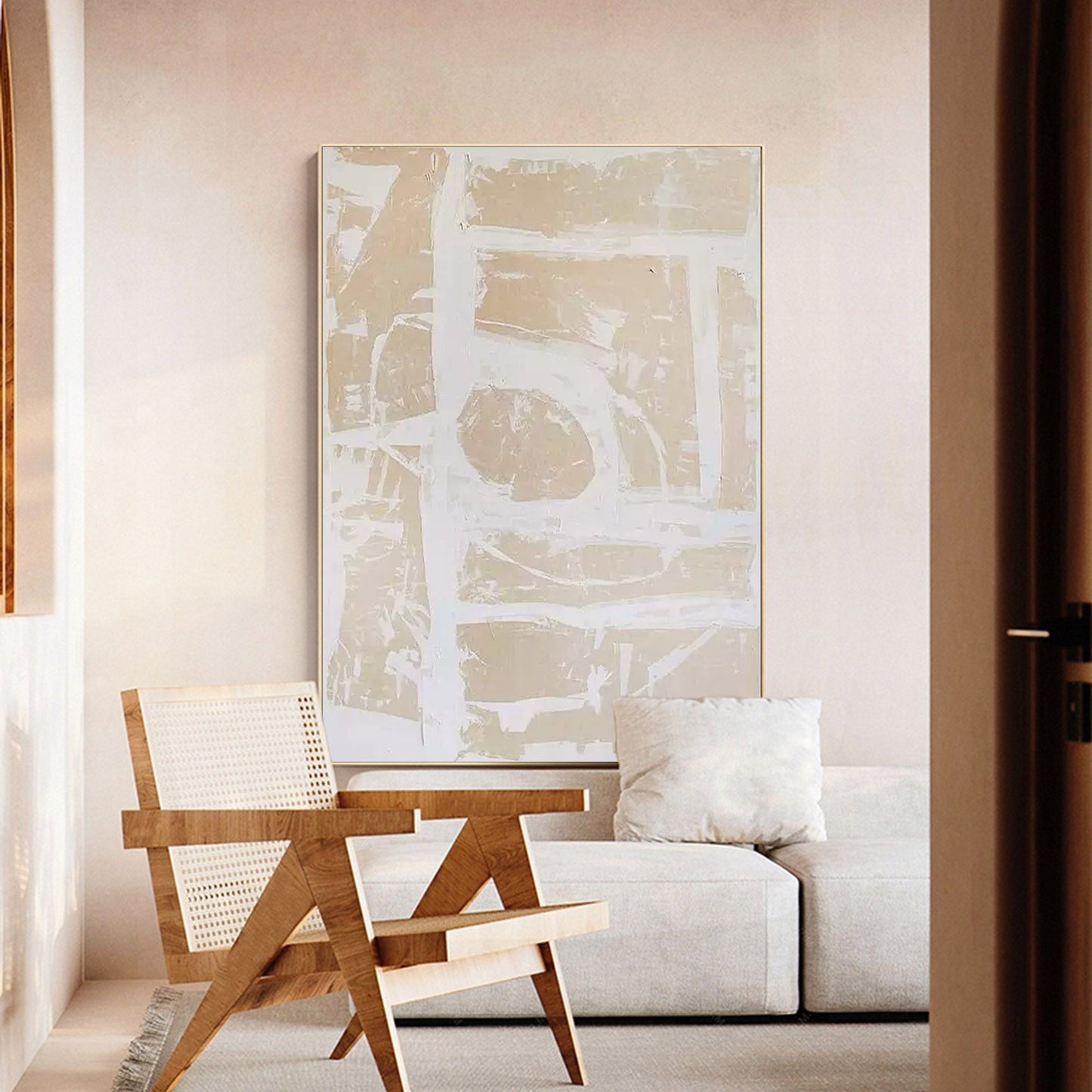 Elegant Minimalist Abstract Oil Painting for Modern Home Decor