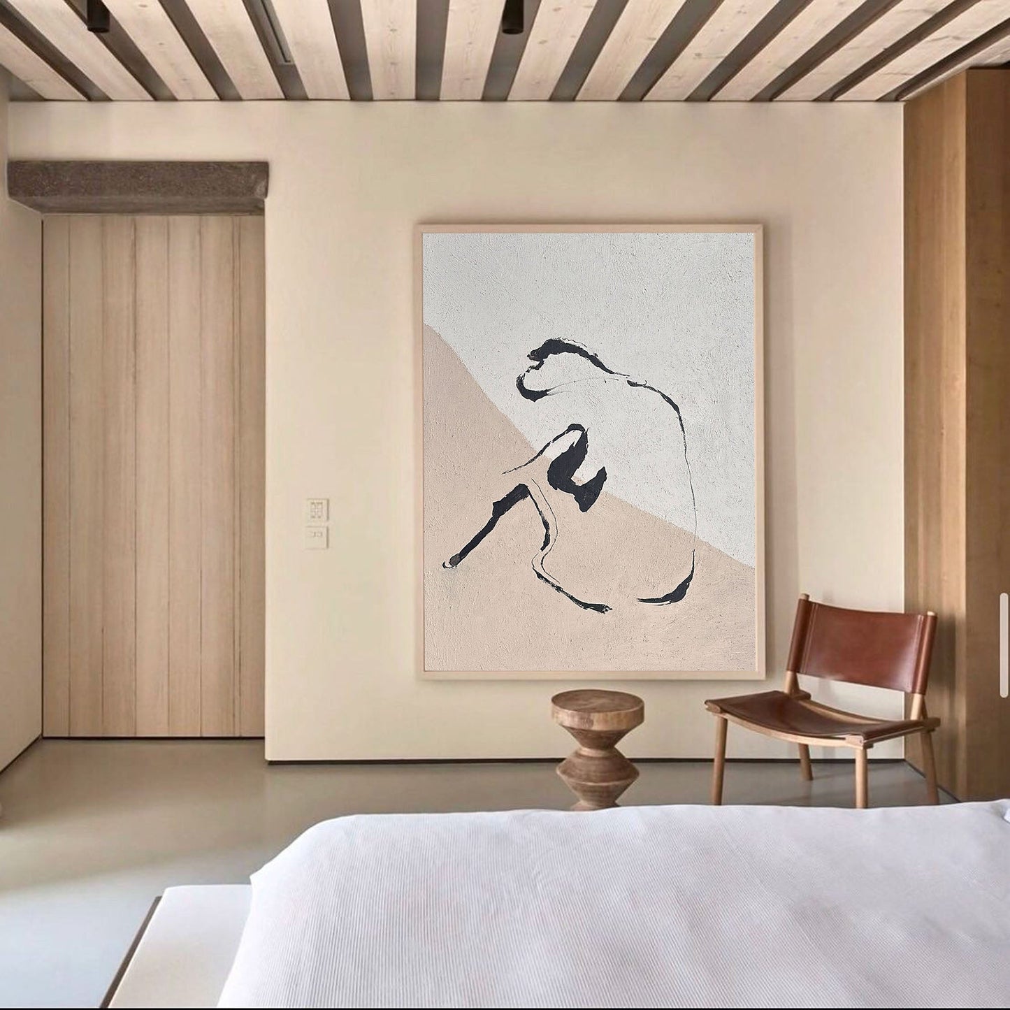 Contemporary Beige Abstract Oil Painting for Modern Art Lovers