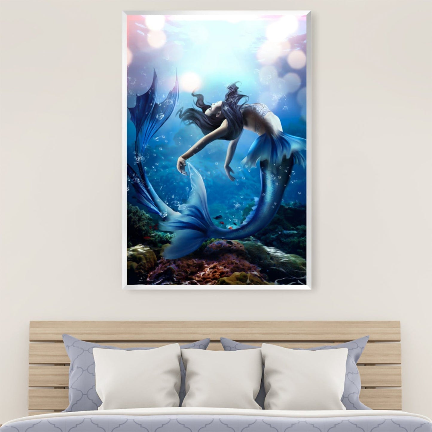 Enchanting Mermaid Oil Painting for Coastal Themed Decor
