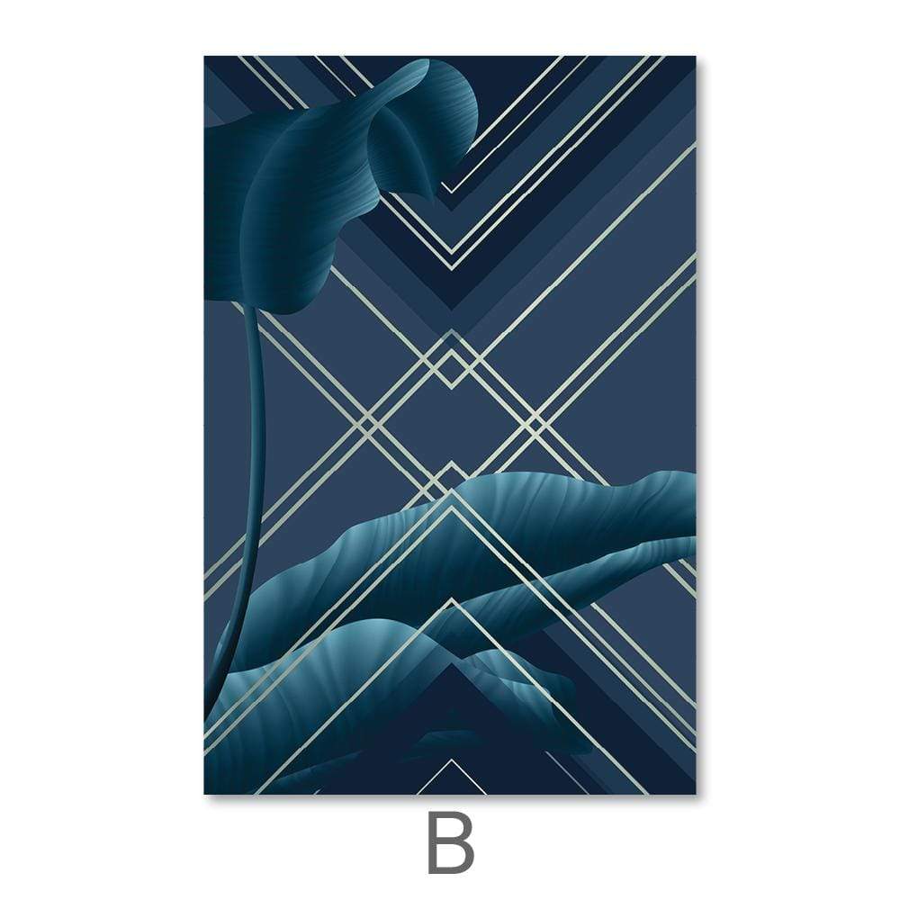 Abstract Blue Waves Oil Painting for Modern Home Decor
