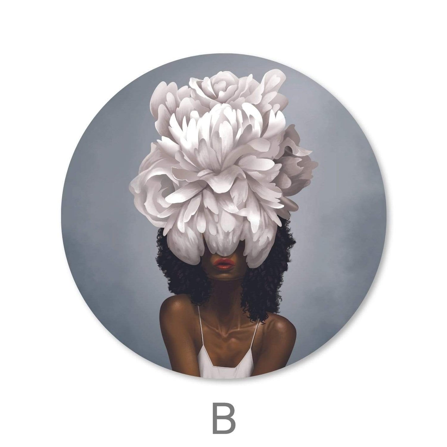 Stunning Floral Headdress Oil Painting - Elegant Women in Round Canvas Design