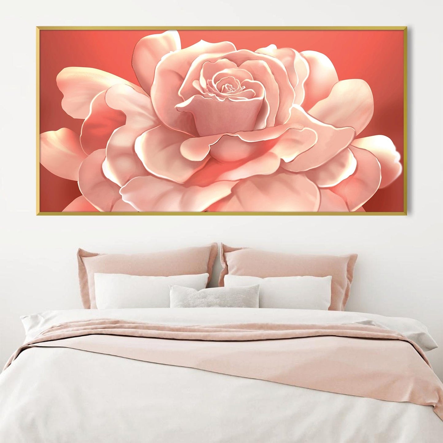 Elegant Pink Floral Oil Painting for Bright and Lively Home Decor