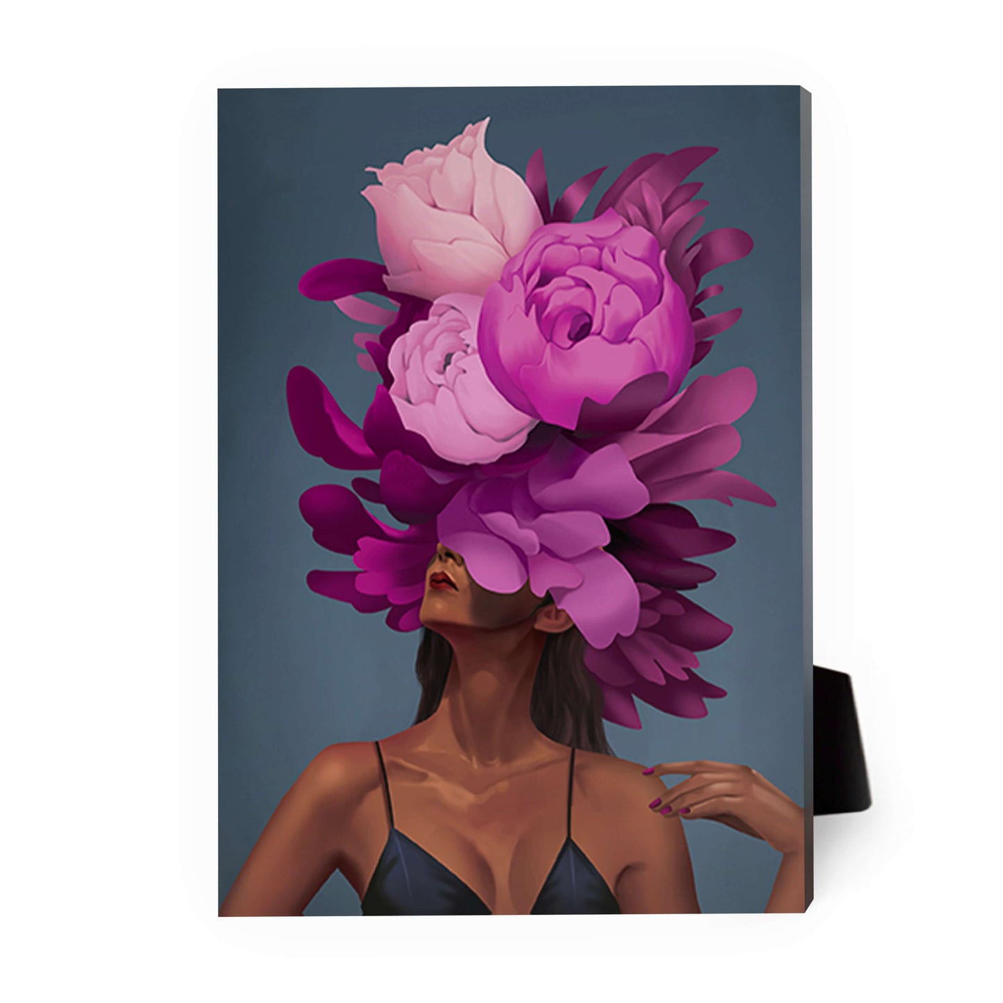 Floral Empowerment: Vibrant Woman with Blossoms Oil Painting