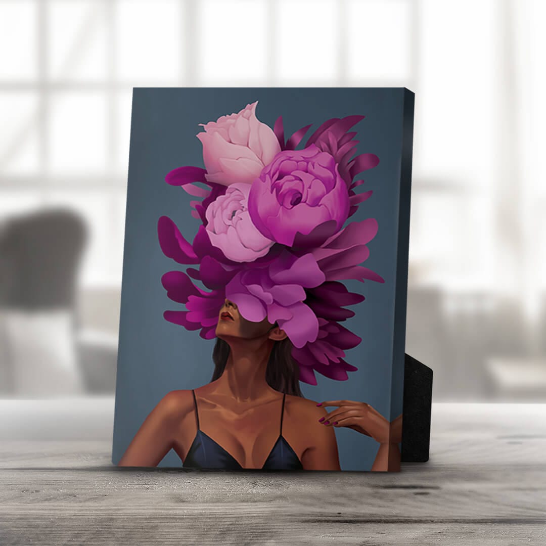 Floral Empowerment: Vibrant Woman with Blossoms Oil Painting