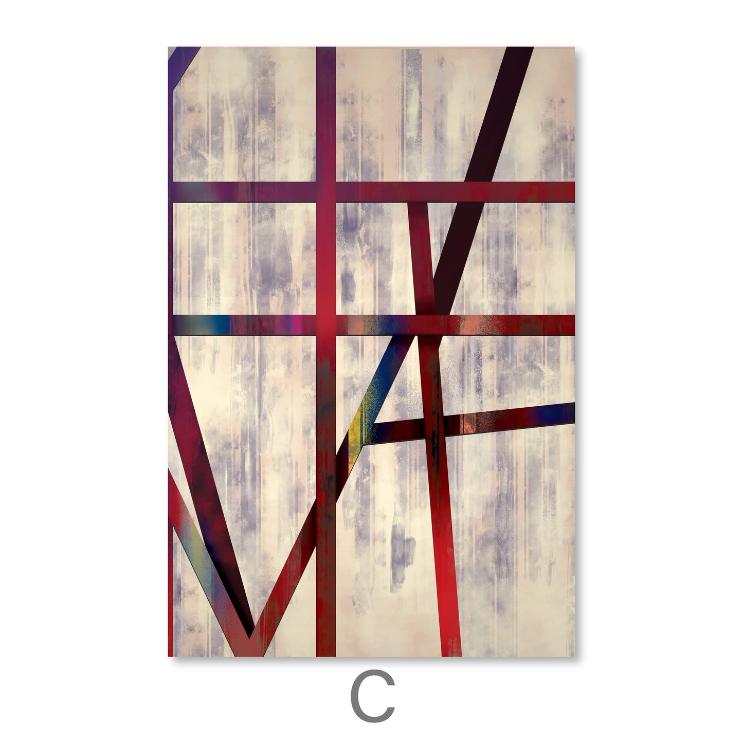 Abstract Geometric Canvas Art with Bold Lines and Vibrant Colors