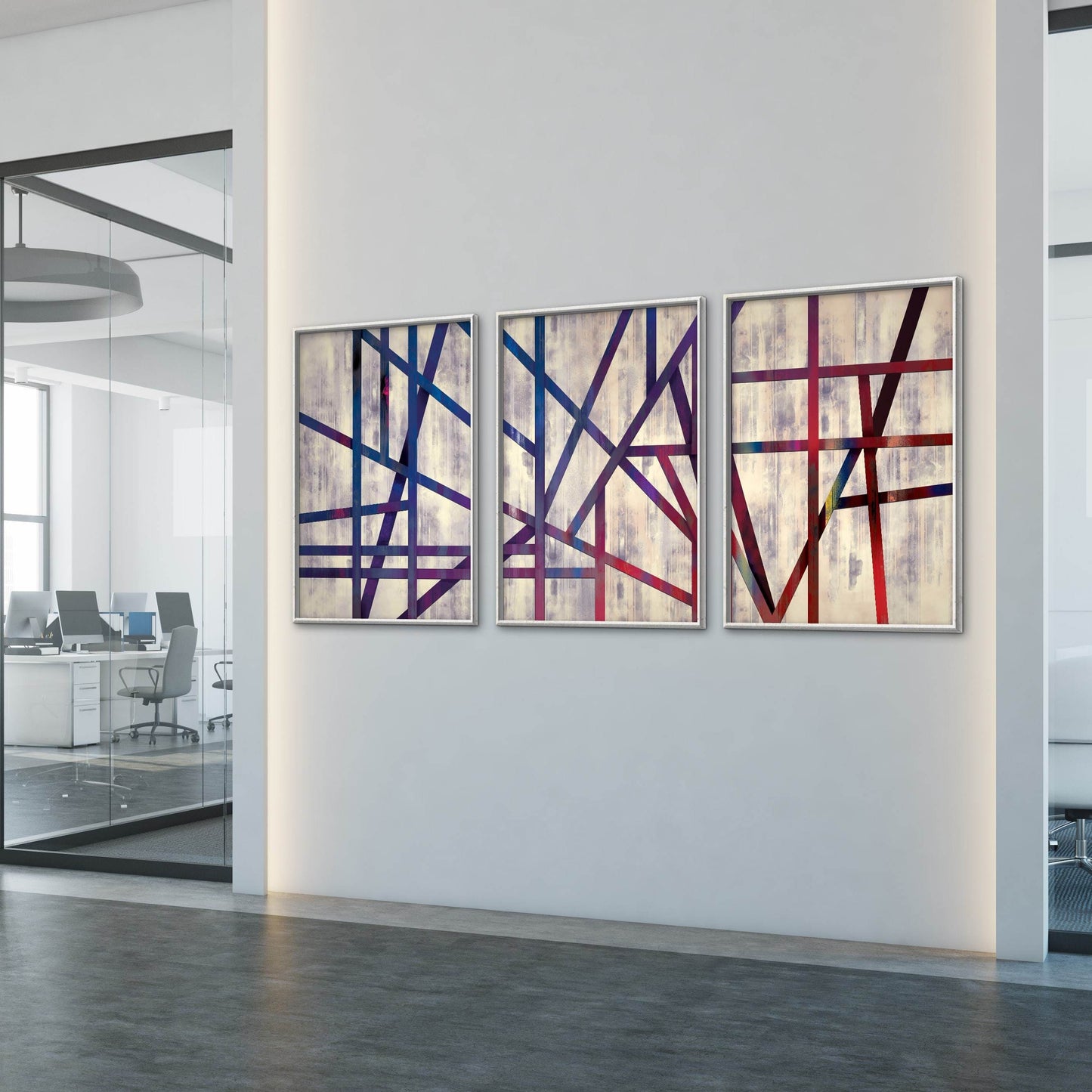 Abstract Geometric Canvas Art with Bold Lines and Vibrant Colors
