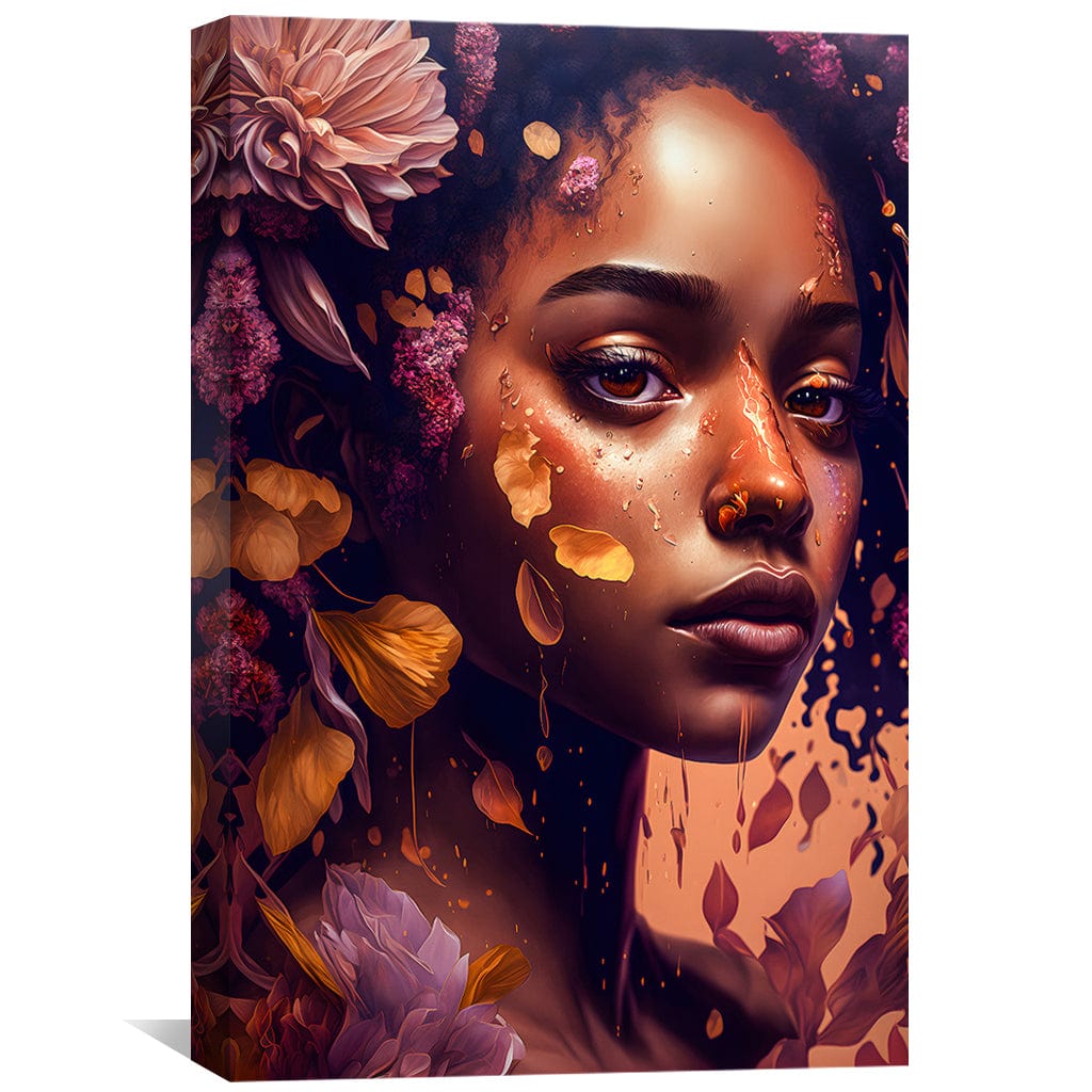 Radiant Beauty: Vibrant Oil Painting of a Woman Surrounded by Flowers