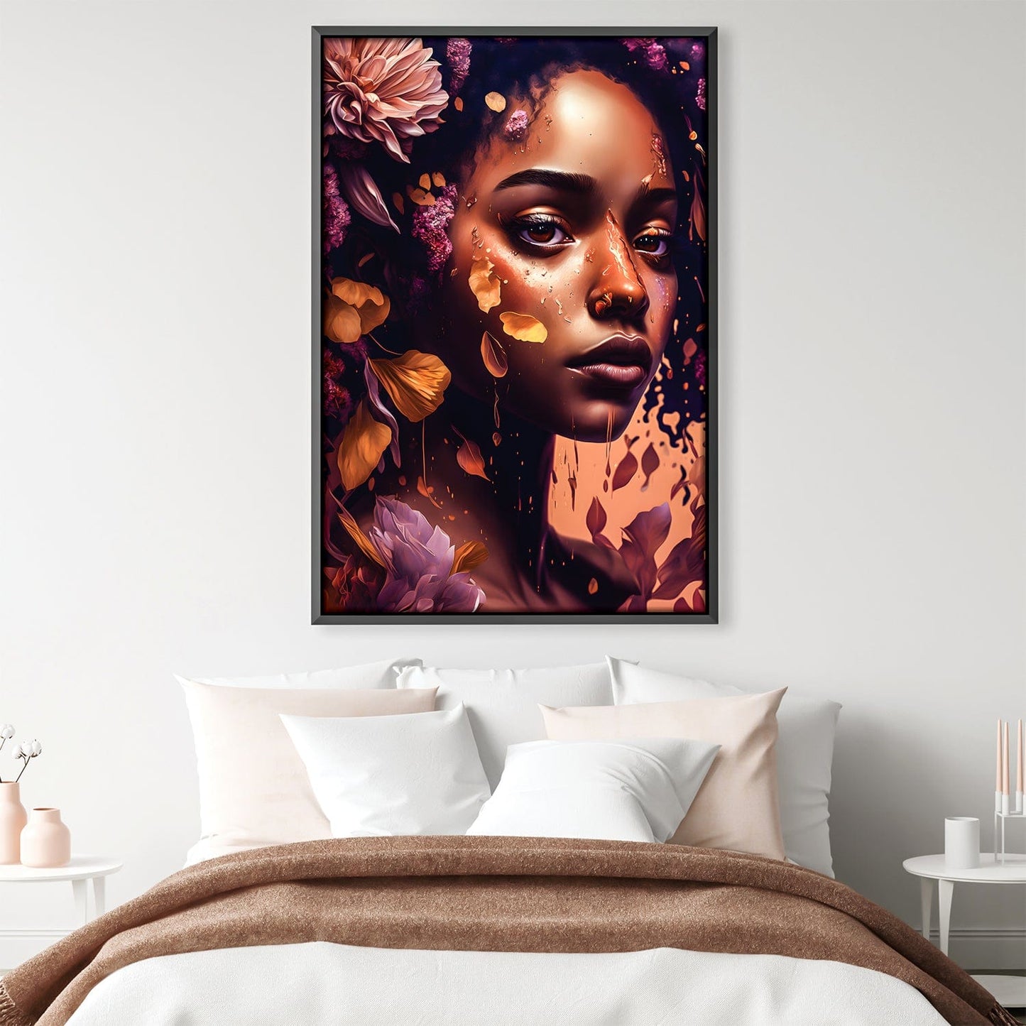 Radiant Beauty: Vibrant Oil Painting of a Woman Surrounded by Flowers