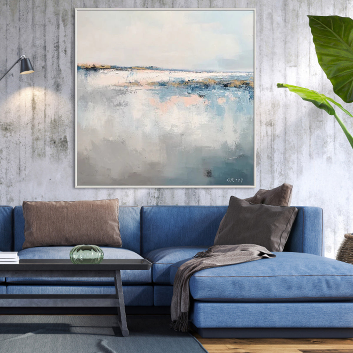 Serene Coastal Landscape Oil Painting for Modern Home Decor