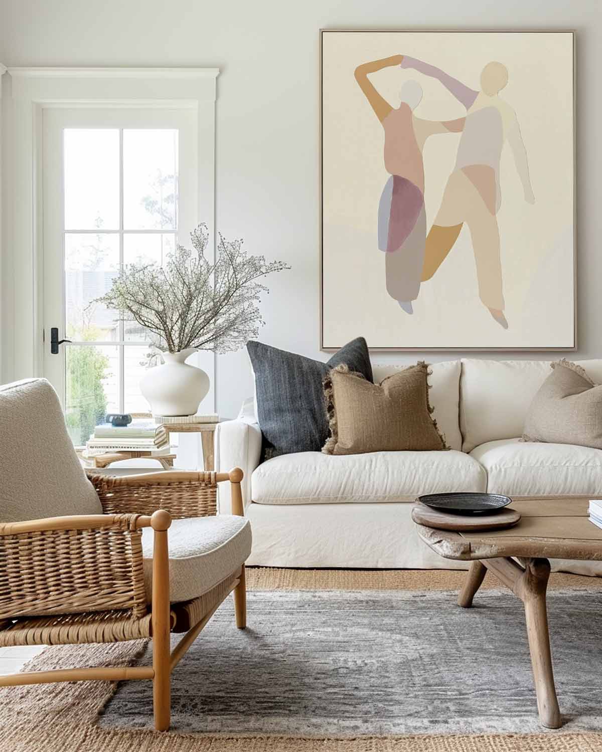Contemporary Abstract Love Dance Oil Painting for Modern Home Decor