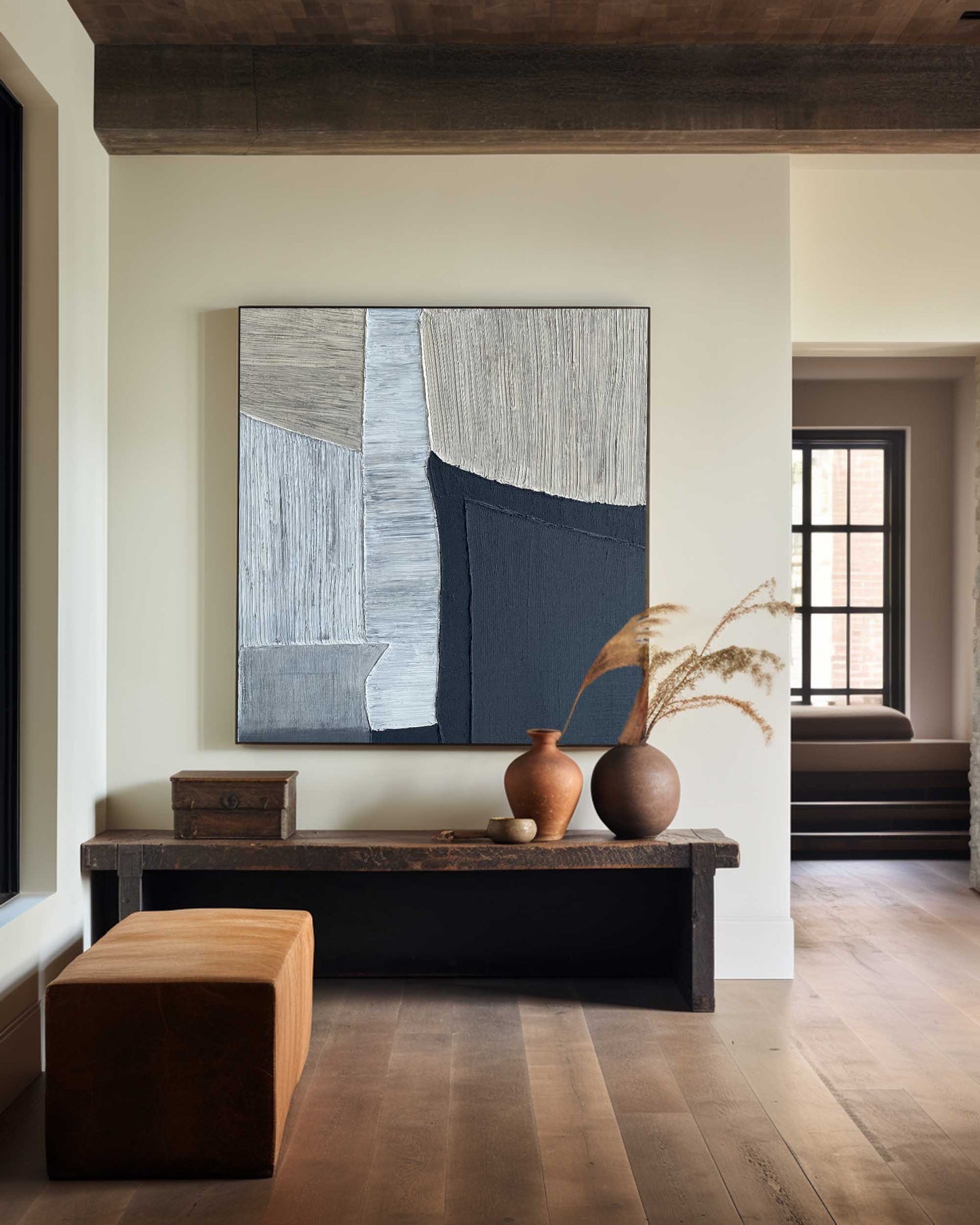 Contemporary Black and Grey Abstract Oil Painting for Modern Home Decor
