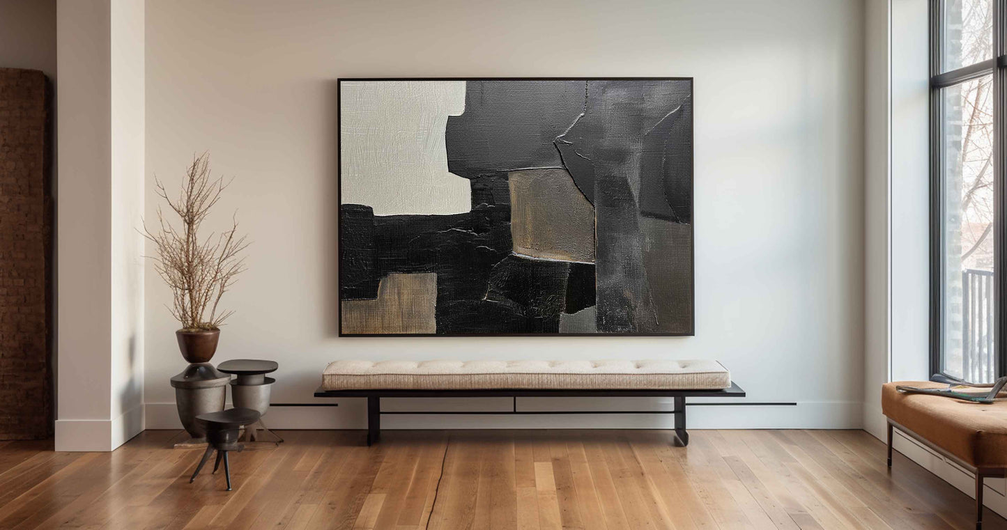 Contemporary Black and Grey Abstract Wall Art for Modern Home Decor