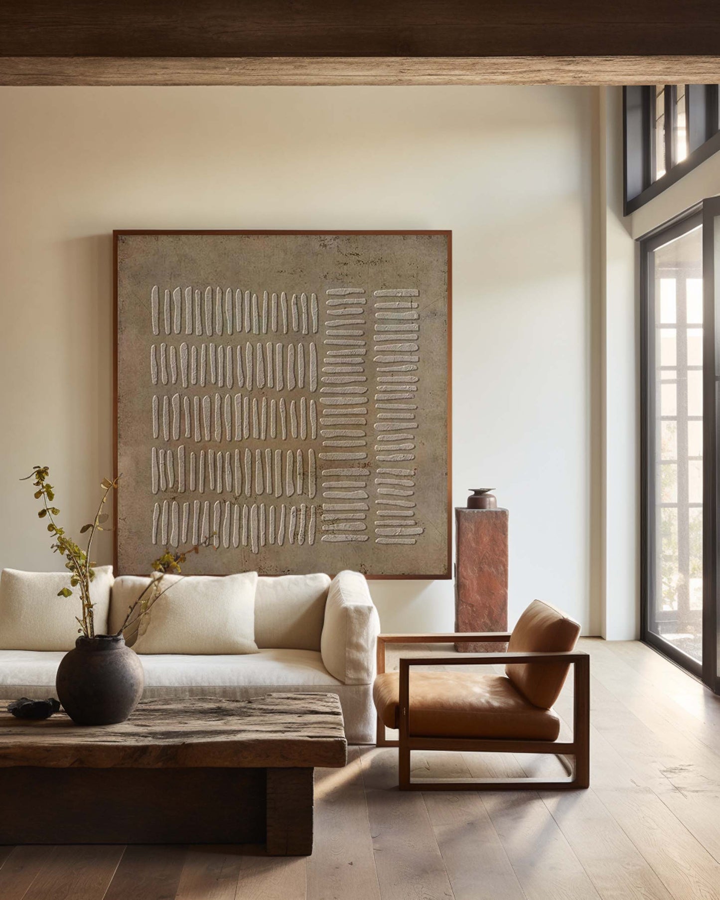 Wabi-Sabi Minimalist Oil Painting for Tranquil Home Decor