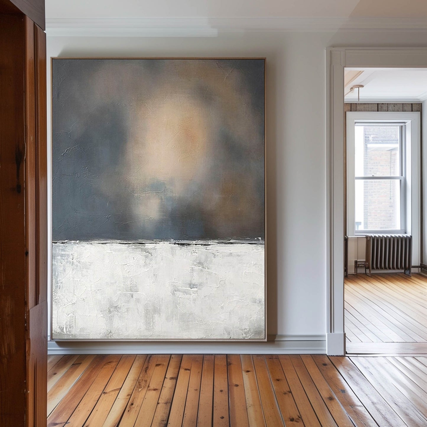 Modern Wabi-Sabi Oil Painting for Minimalist Home Decor and Tranquil Spaces