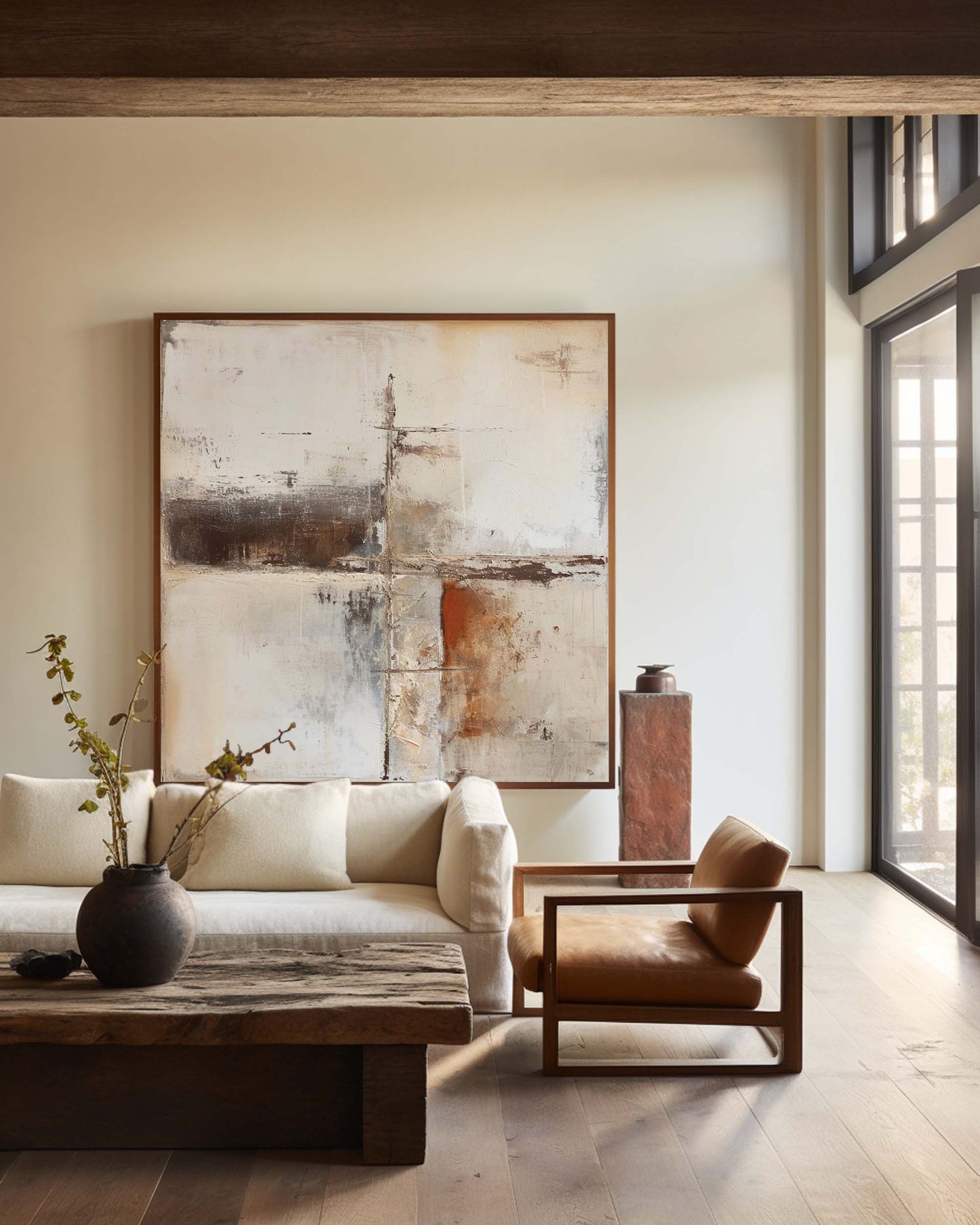 Contemporary Abstract Oil Painting in Earthy Tones for Modern Art Lovers