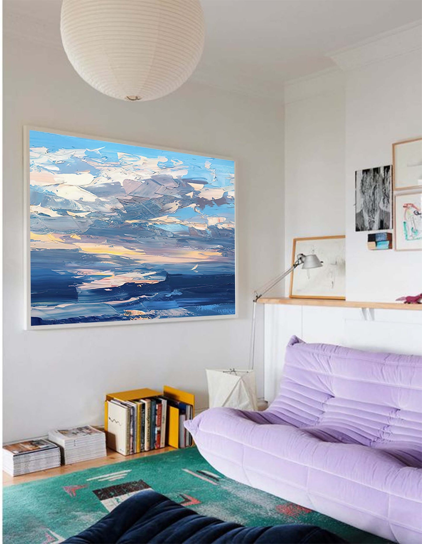 Serene Ocean Sky Oil Painting - Vibrant Coastal Landscape Art