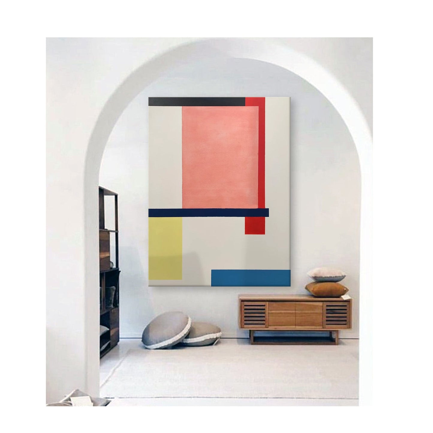 Modern Abstract Geometric Oil Painting for Contemporary Home Decor