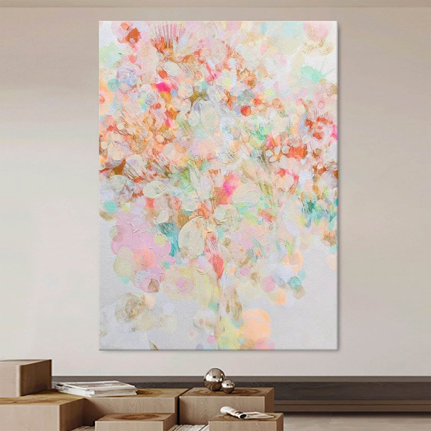 Colorful Abstract Floral Oil Painting for Modern Home Decor