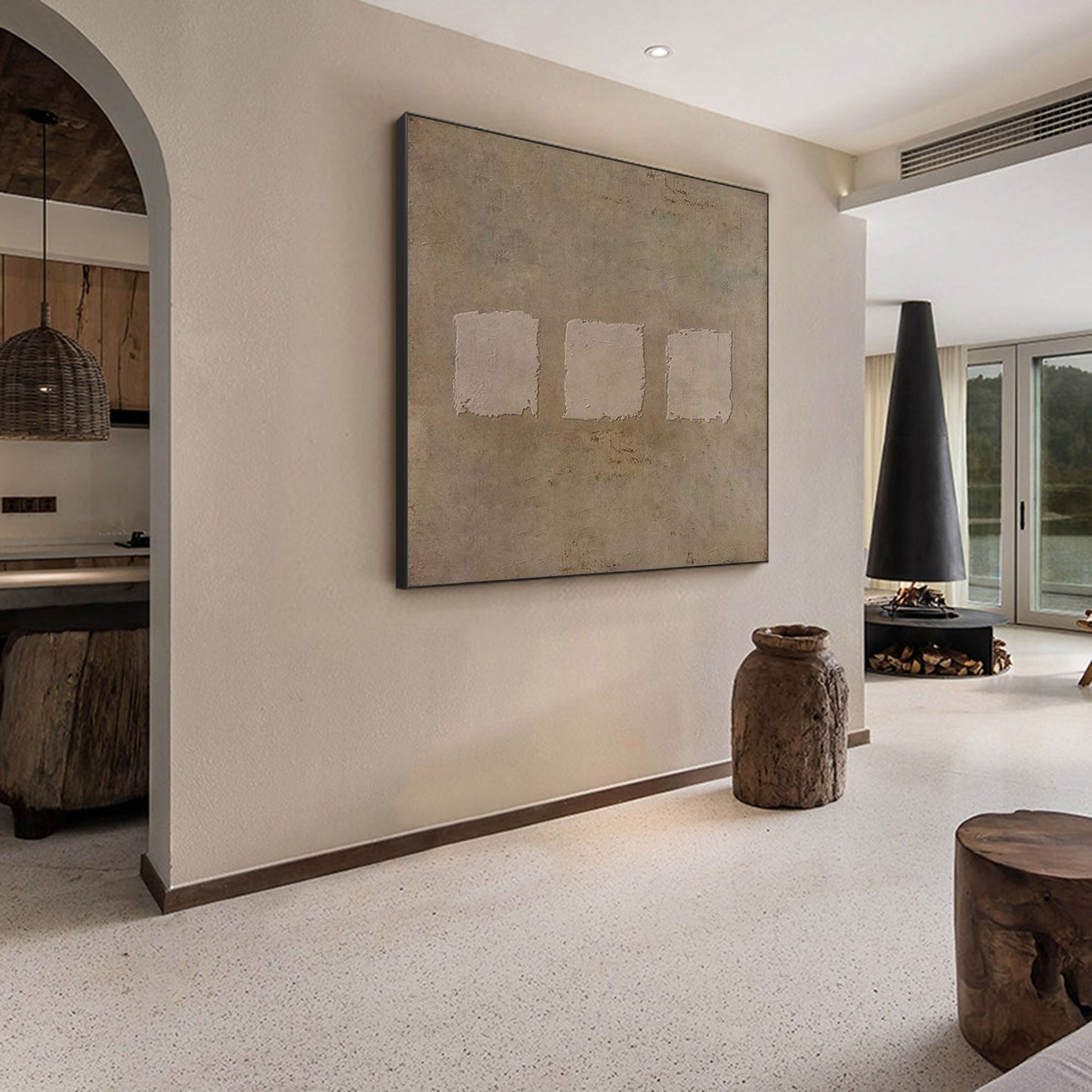 Minimalist Wabi-Sabi Oil Painting for Modern Interior Decor