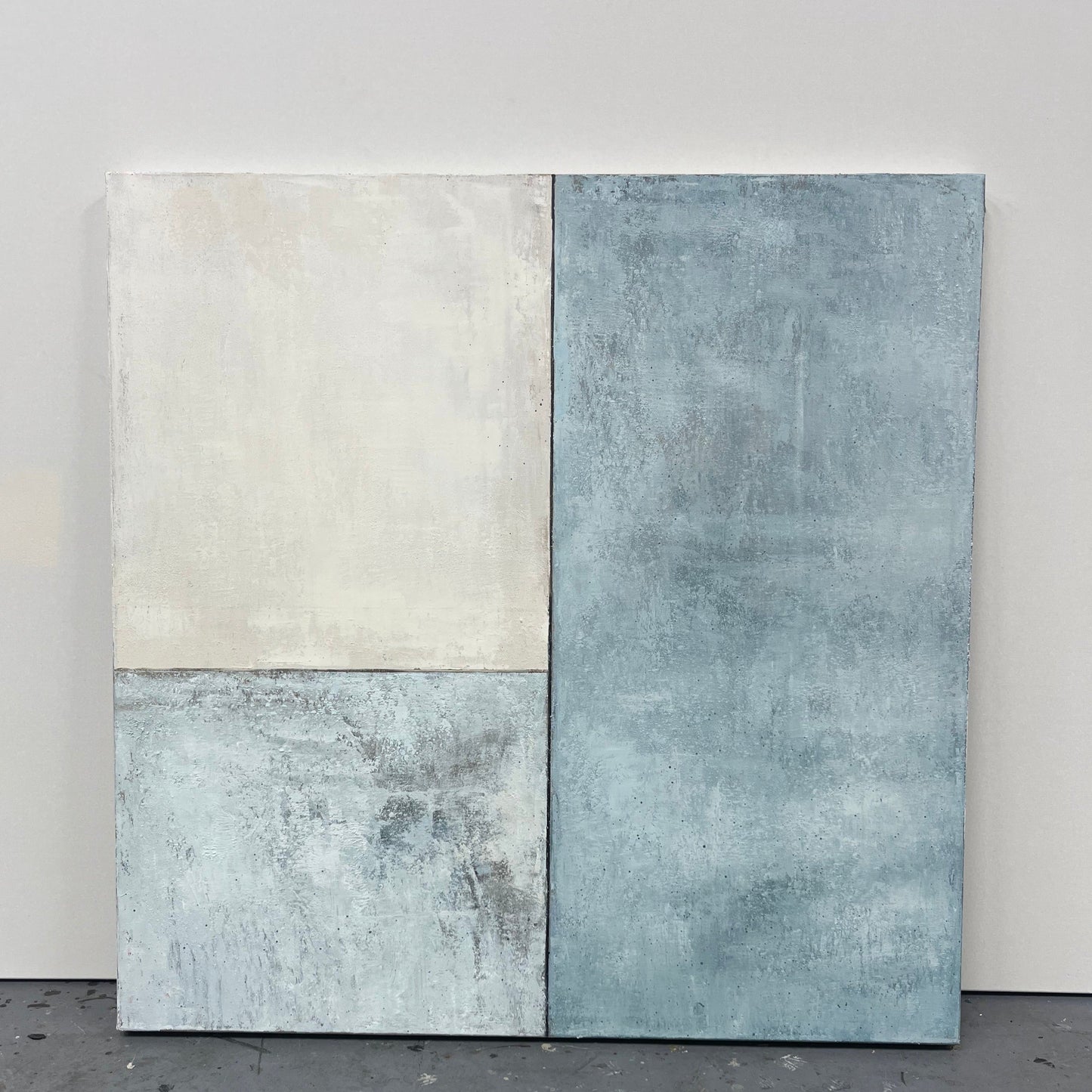 Contemporary Blue and White Abstract Oil Painting for Modern Home Decor