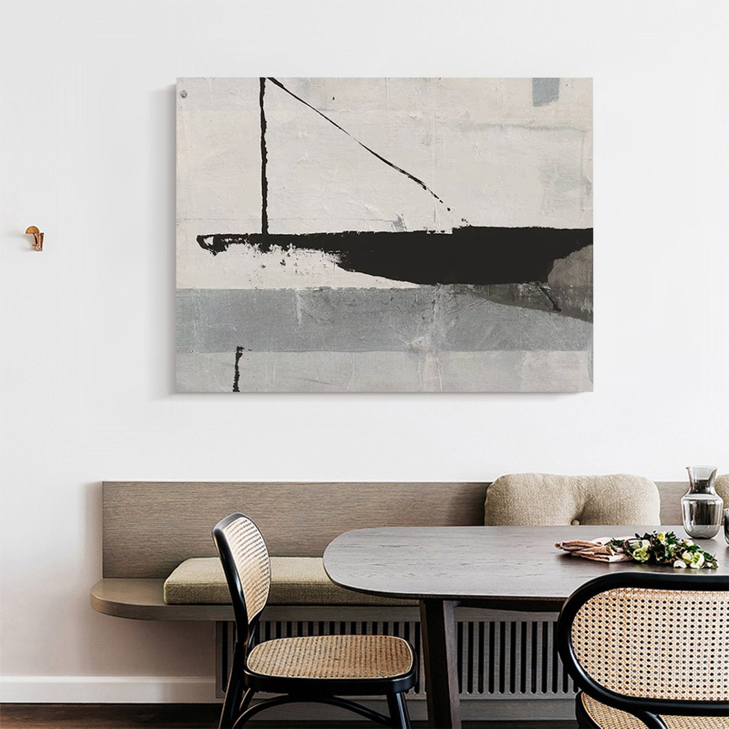 Contemporary Black and White Abstract Oil Painting for Modern Home Decor